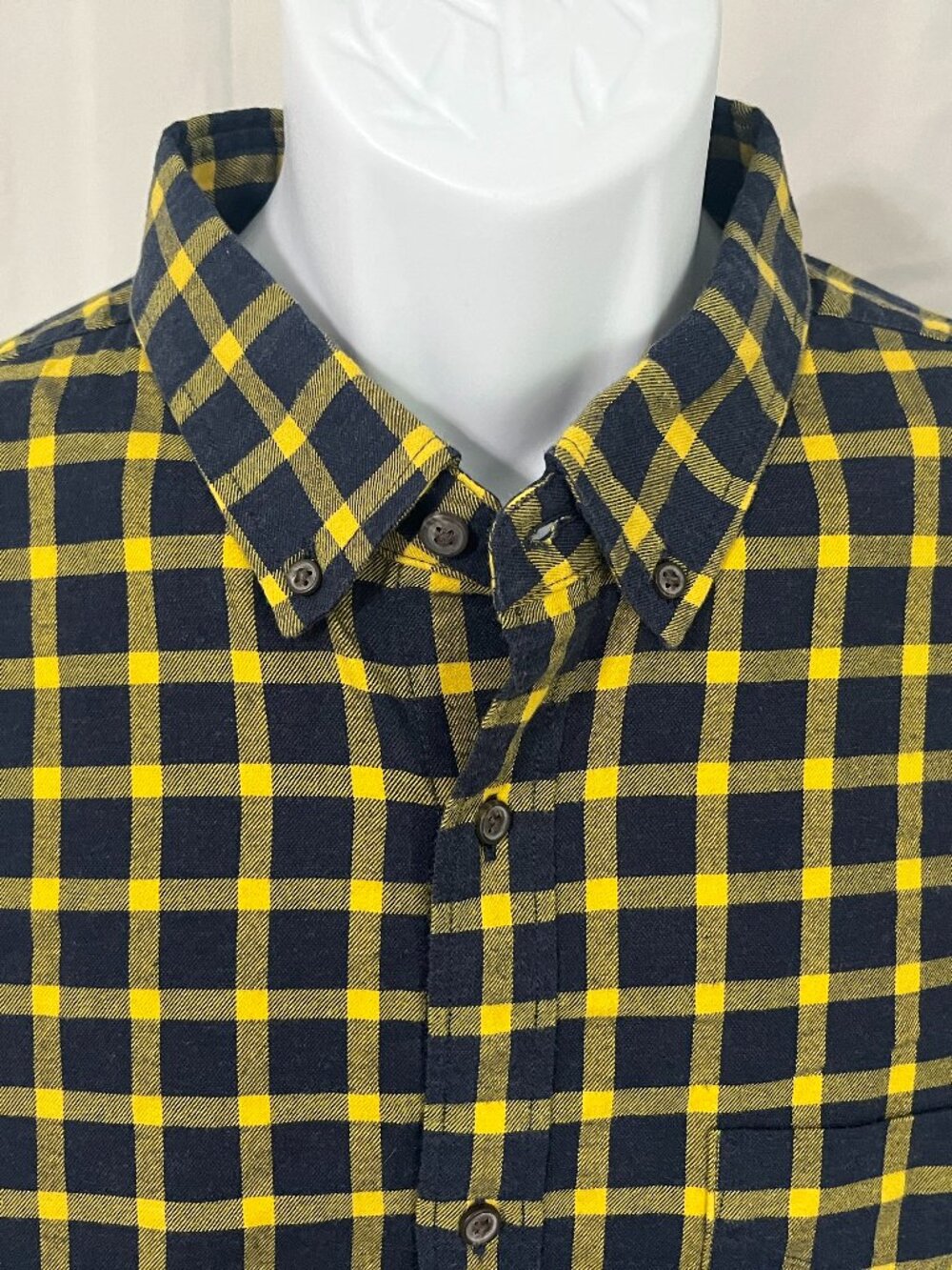 🍂 Banana Republic Men’s Slim Fit Soft Flannel Shirt Blue Yellow 2XLT 👕